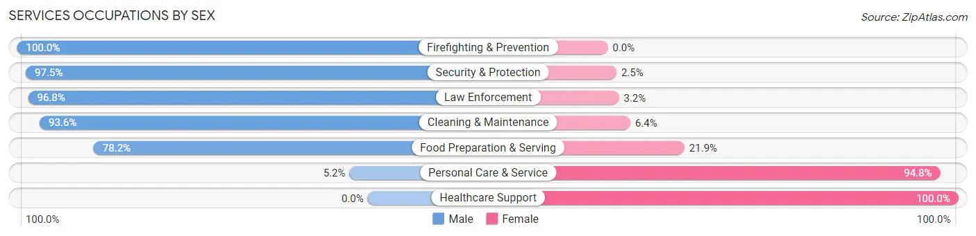 Services Occupations by Sex in Zip Code 35475