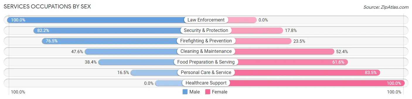 Services Occupations by Sex in Zip Code 35504