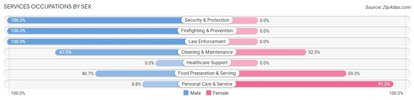 Services Occupations by Sex in Zip Code 35622
