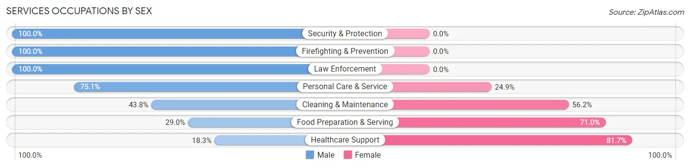 Services Occupations by Sex in Zip Code 35661