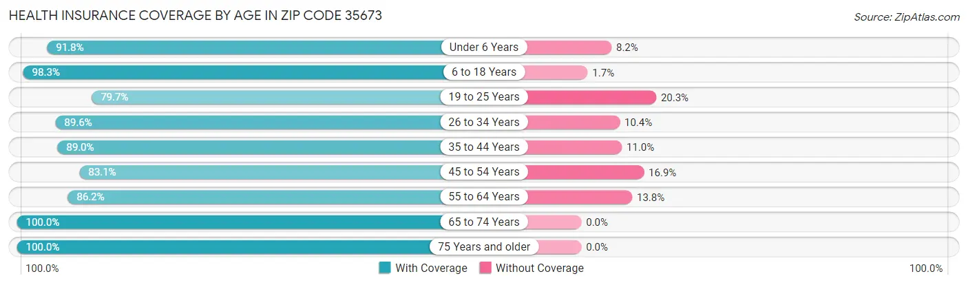 Health Insurance Coverage by Age in Zip Code 35673