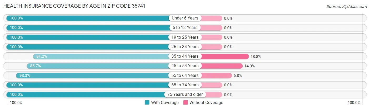 Health Insurance Coverage by Age in Zip Code 35741