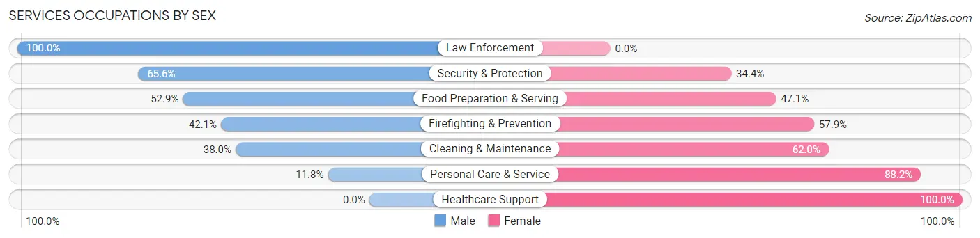Services Occupations by Sex in Zip Code 35760
