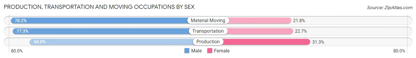 Production, Transportation and Moving Occupations by Sex in Zip Code 35803