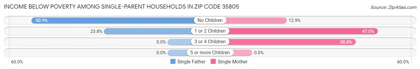 Income Below Poverty Among Single-Parent Households in Zip Code 35805