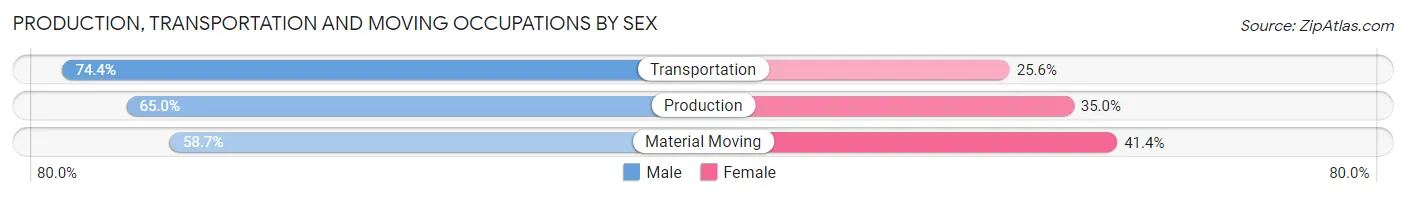 Production, Transportation and Moving Occupations by Sex in Zip Code 35810
