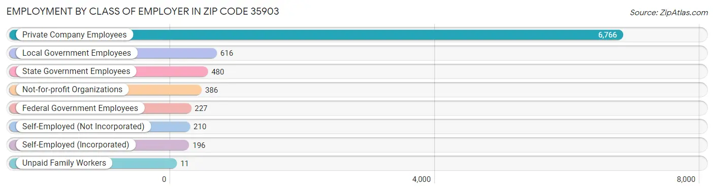 Employment by Class of Employer in Zip Code 35903