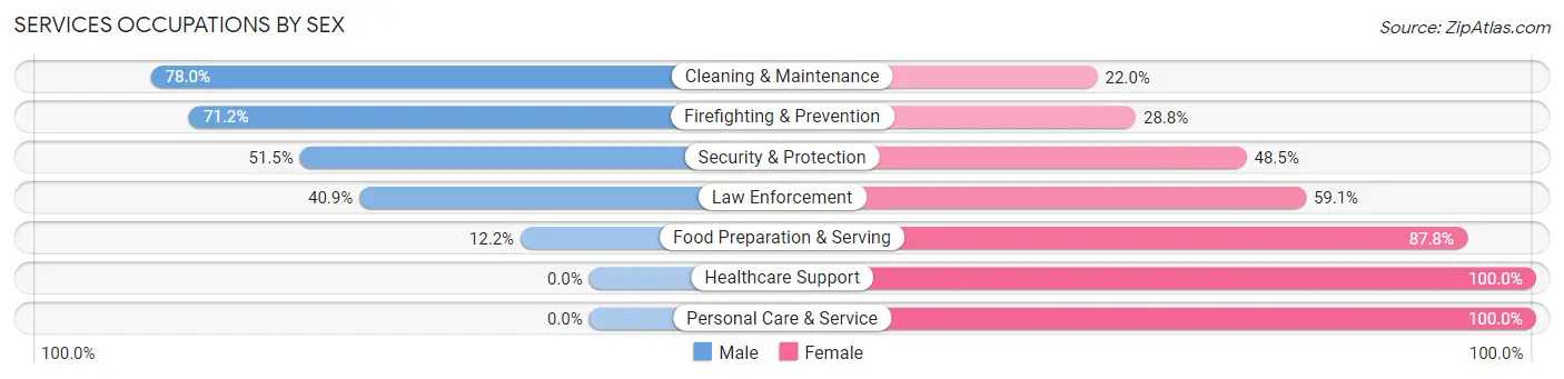 Services Occupations by Sex in Zip Code 35905