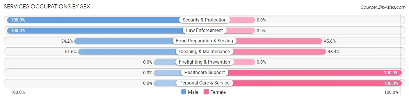 Services Occupations by Sex in Zip Code 35958