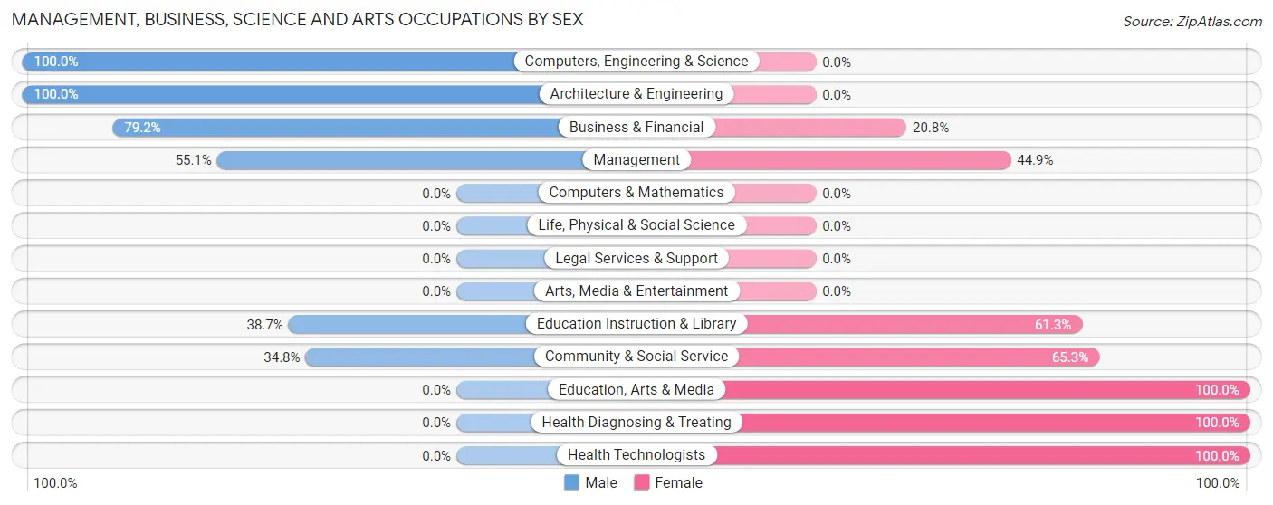 Management, Business, Science and Arts Occupations by Sex in Zip Code 35959