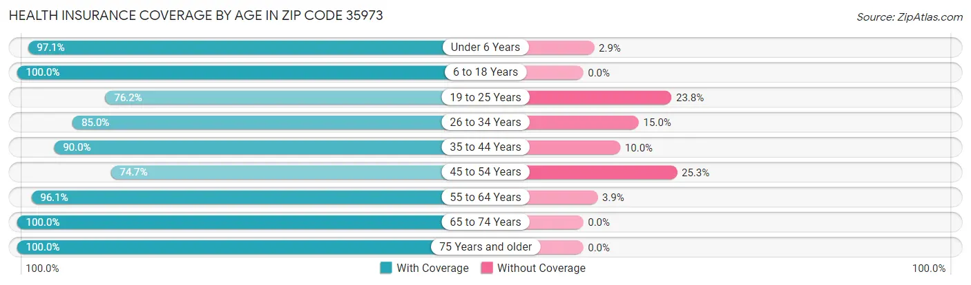 Health Insurance Coverage by Age in Zip Code 35973
