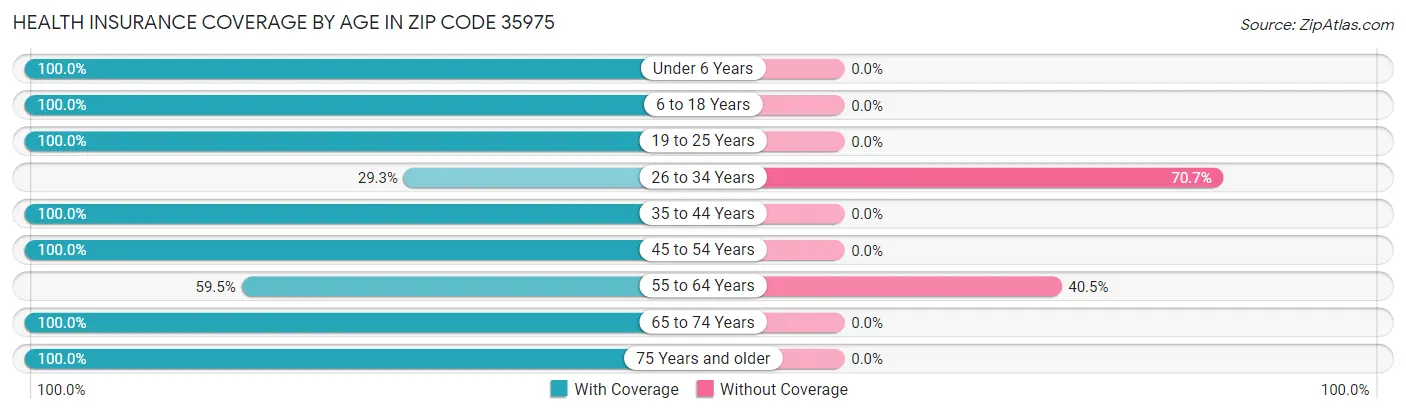 Health Insurance Coverage by Age in Zip Code 35975