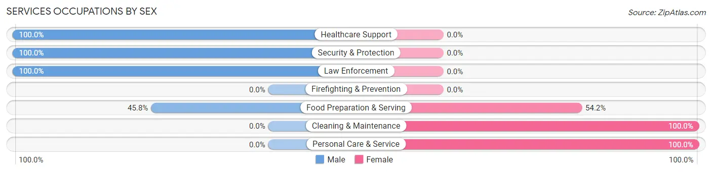 Services Occupations by Sex in Zip Code 35987