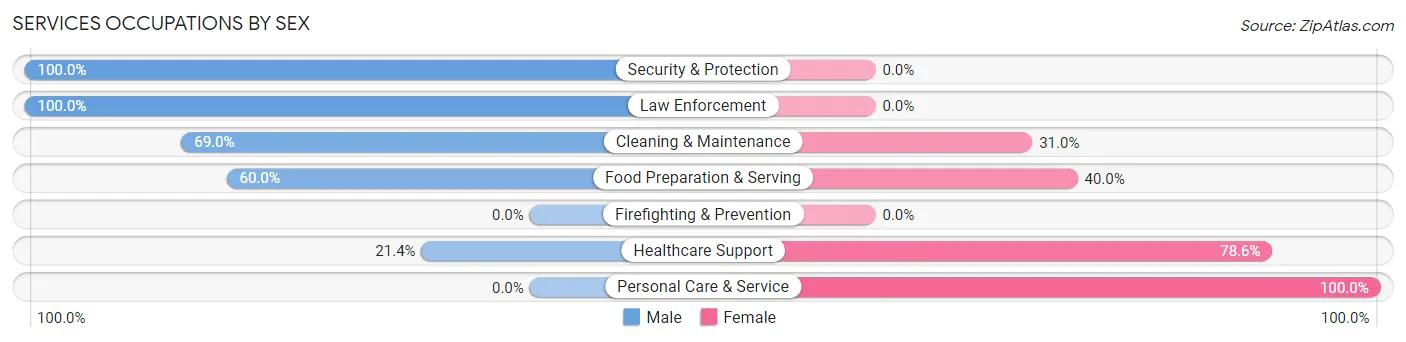 Services Occupations by Sex in Zip Code 35988
