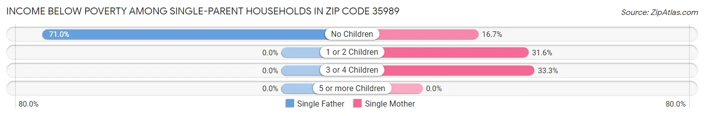 Income Below Poverty Among Single-Parent Households in Zip Code 35989