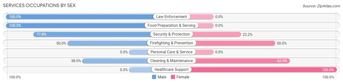 Services Occupations by Sex in Zip Code 35989