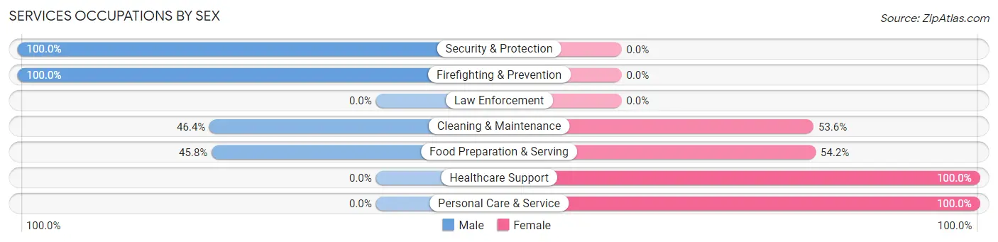 Services Occupations by Sex in Zip Code 36005