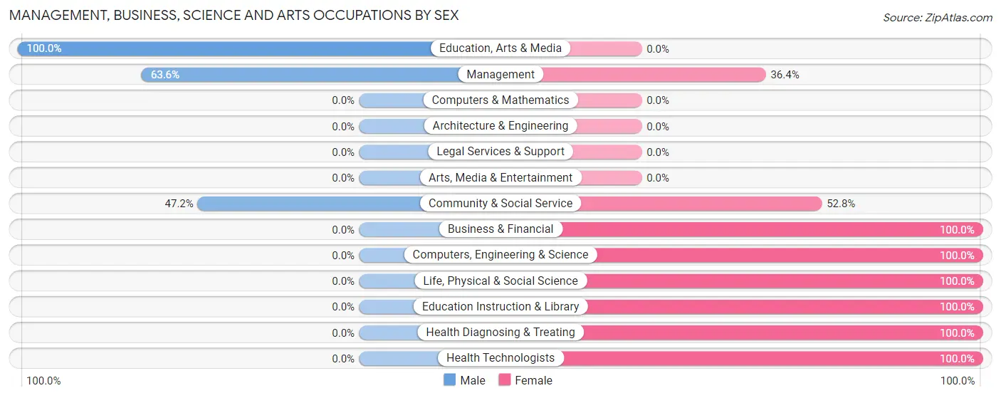 Management, Business, Science and Arts Occupations by Sex in Zip Code 36028