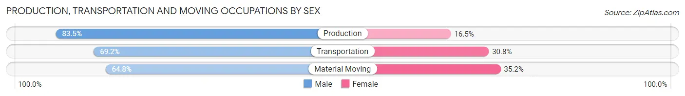 Production, Transportation and Moving Occupations by Sex in Zip Code 36032