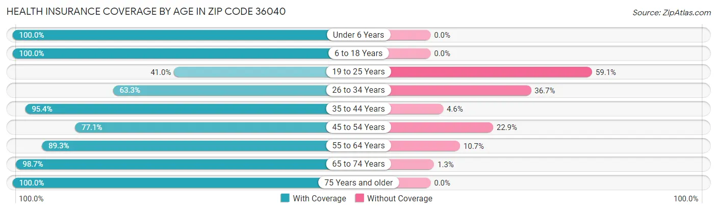 Health Insurance Coverage by Age in Zip Code 36040