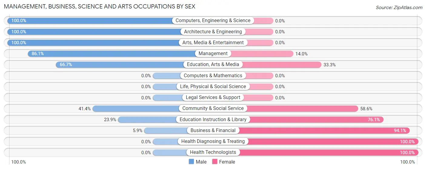 Management, Business, Science and Arts Occupations by Sex in Zip Code 36040