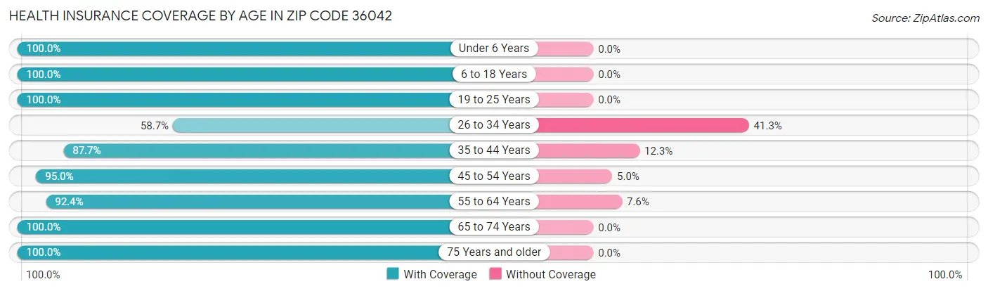 Health Insurance Coverage by Age in Zip Code 36042