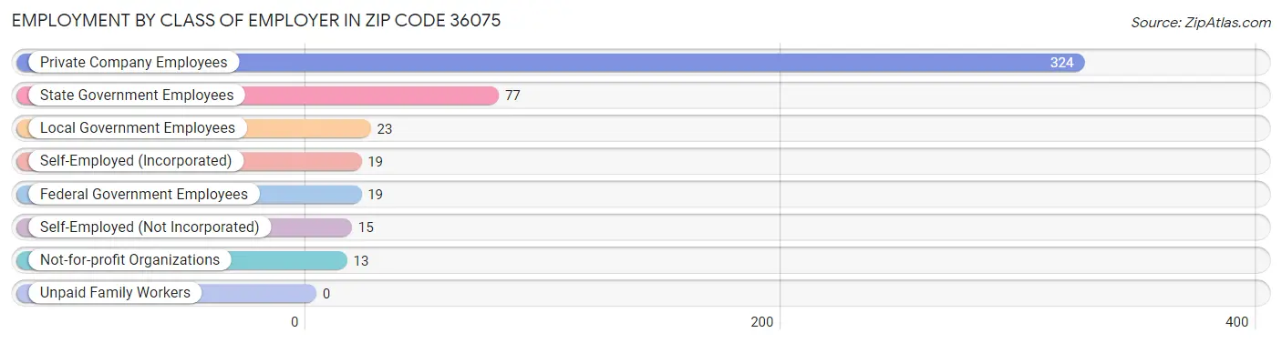 Employment by Class of Employer in Zip Code 36075