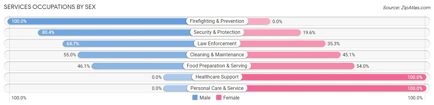 Services Occupations by Sex in Zip Code 36078