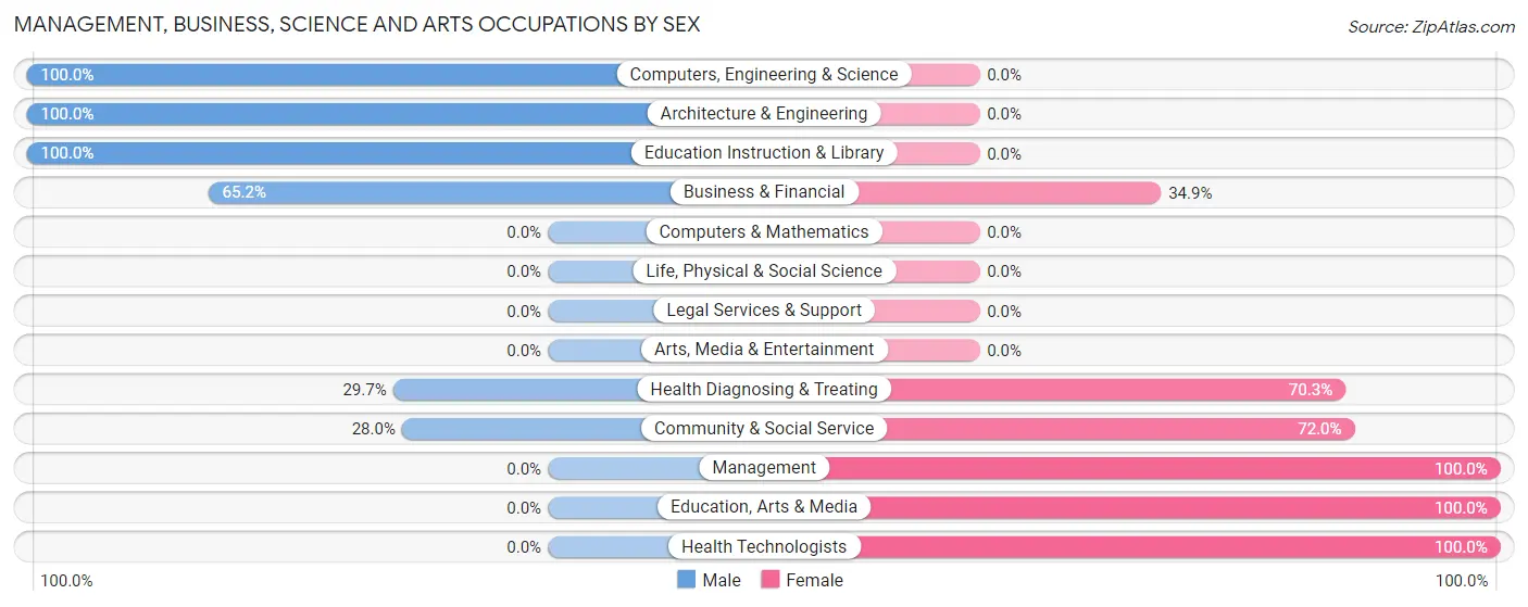 Management, Business, Science and Arts Occupations by Sex in Zip Code 36080