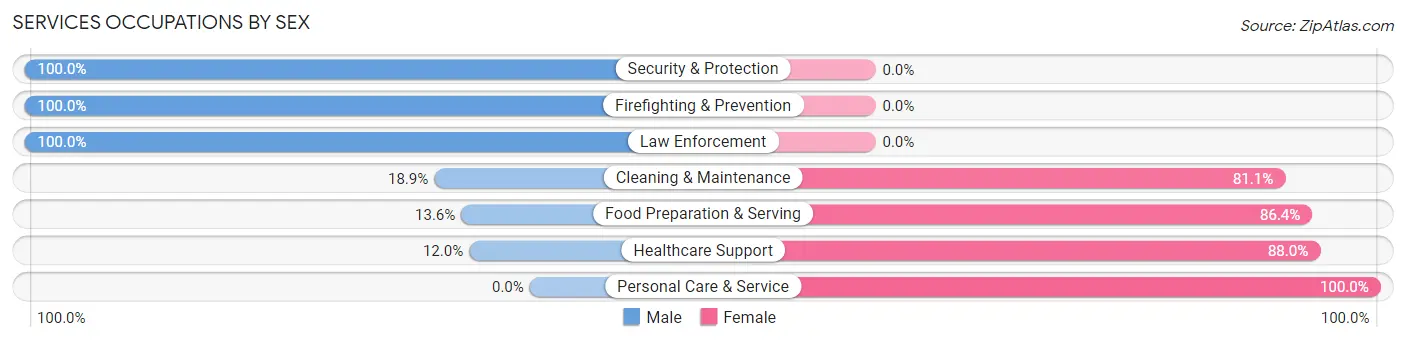 Services Occupations by Sex in Zip Code 36088