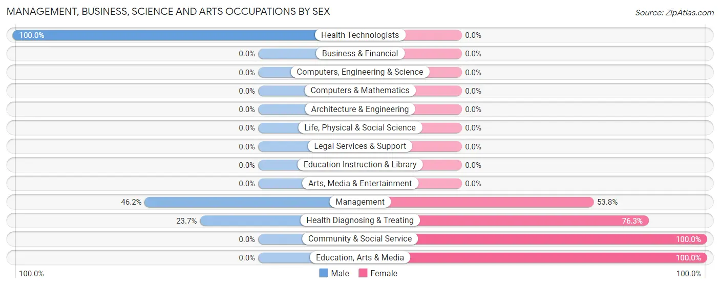 Management, Business, Science and Arts Occupations by Sex in Zip Code 36091