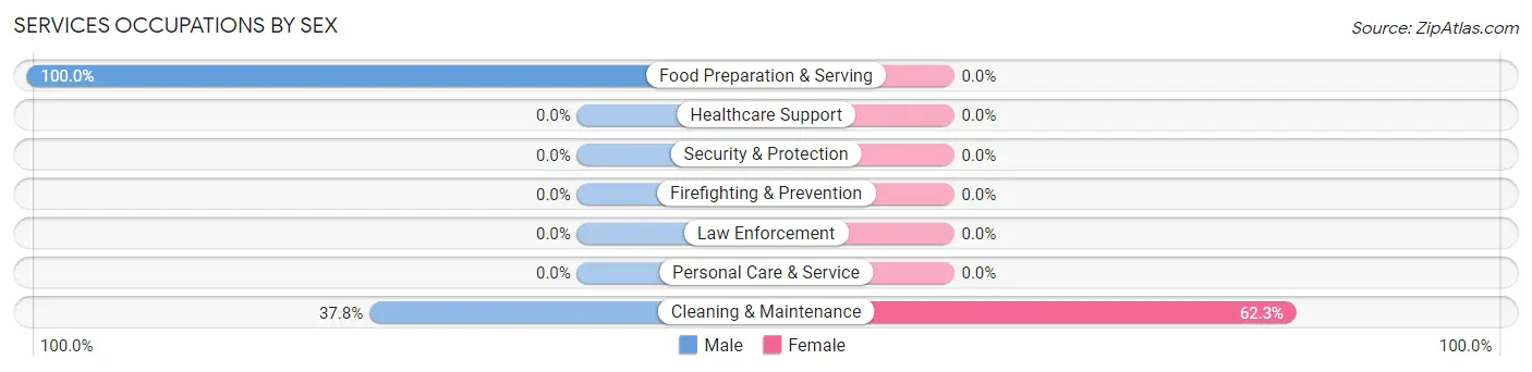 Services Occupations by Sex in Zip Code 36091
