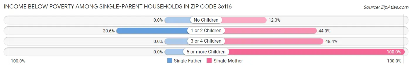 Income Below Poverty Among Single-Parent Households in Zip Code 36116