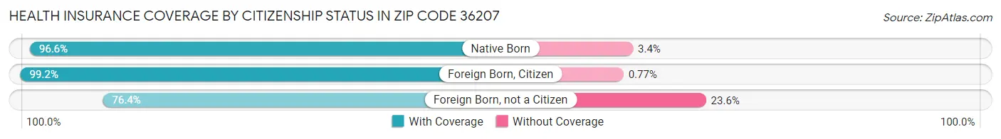 Health Insurance Coverage by Citizenship Status in Zip Code 36207