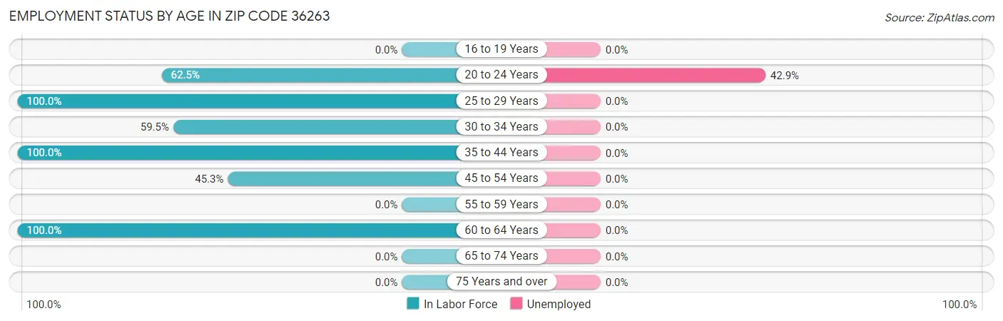 Employment Status by Age in Zip Code 36263