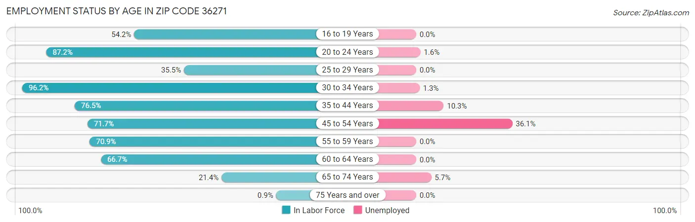 Employment Status by Age in Zip Code 36271
