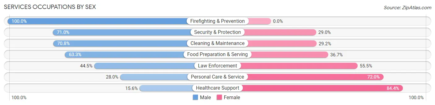 Services Occupations by Sex in Zip Code 36305