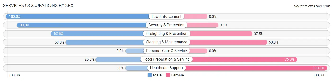 Services Occupations by Sex in Zip Code 36343