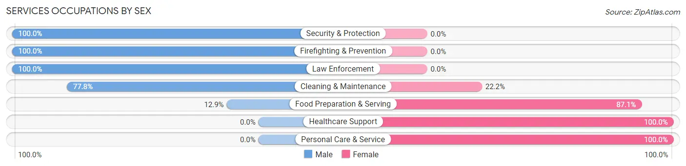 Services Occupations by Sex in Zip Code 36346