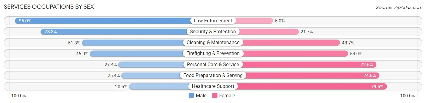 Services Occupations by Sex in Zip Code 36360