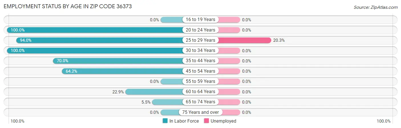Employment Status by Age in Zip Code 36373