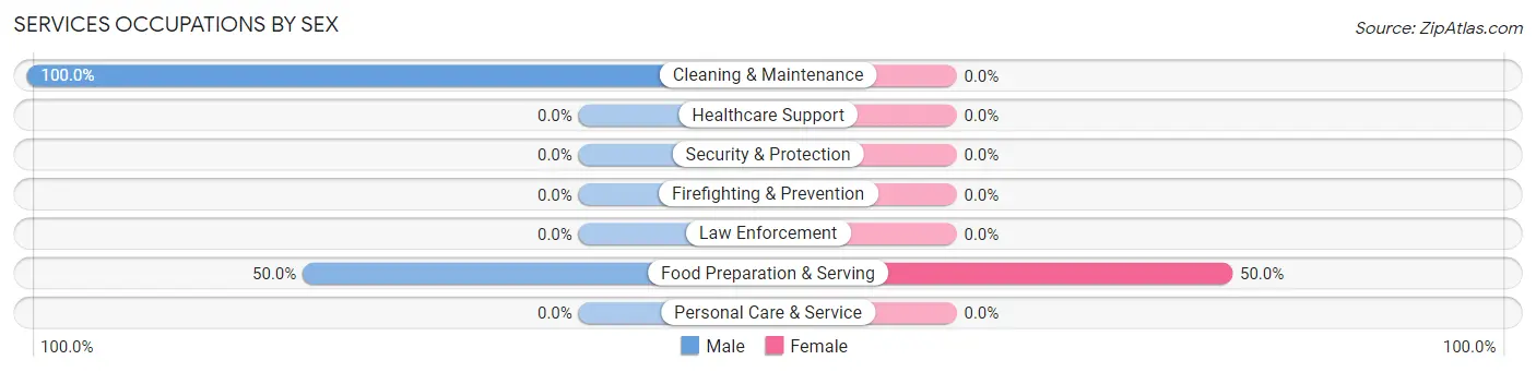 Services Occupations by Sex in Zip Code 36374