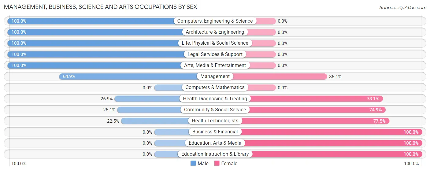 Management, Business, Science and Arts Occupations by Sex in Zip Code 36401