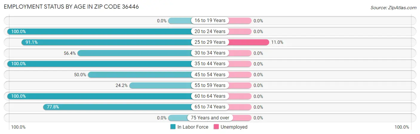 Employment Status by Age in Zip Code 36446