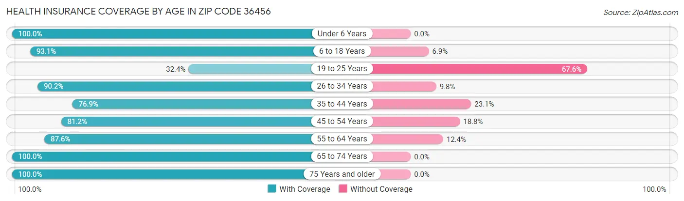 Health Insurance Coverage by Age in Zip Code 36456