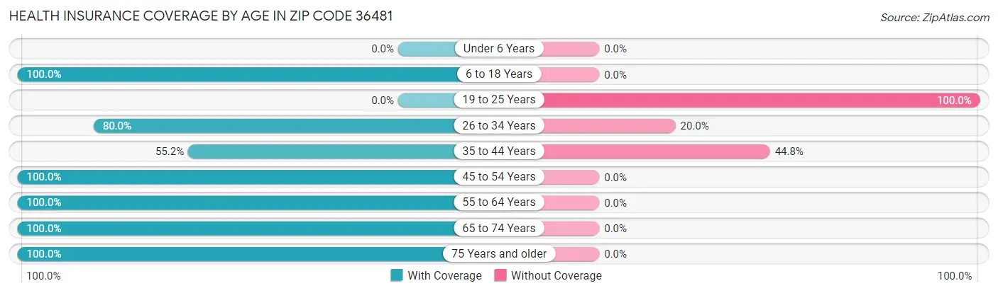 Health Insurance Coverage by Age in Zip Code 36481