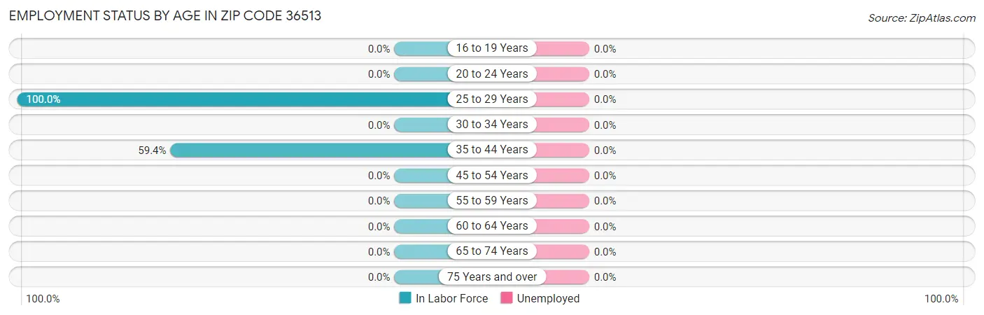 Employment Status by Age in Zip Code 36513