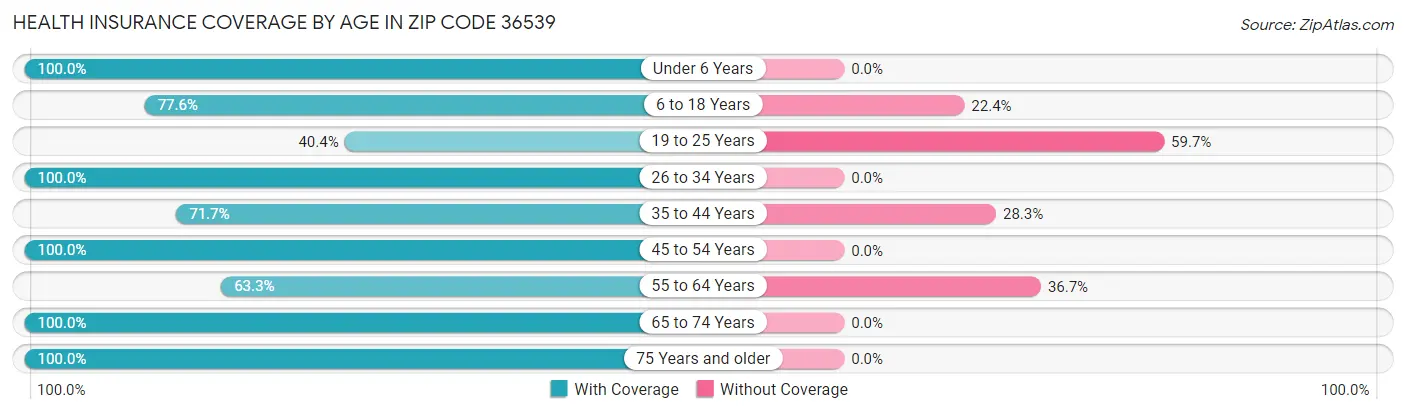 Health Insurance Coverage by Age in Zip Code 36539