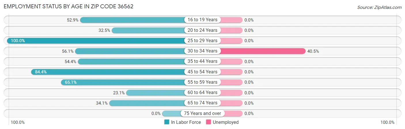 Employment Status by Age in Zip Code 36562