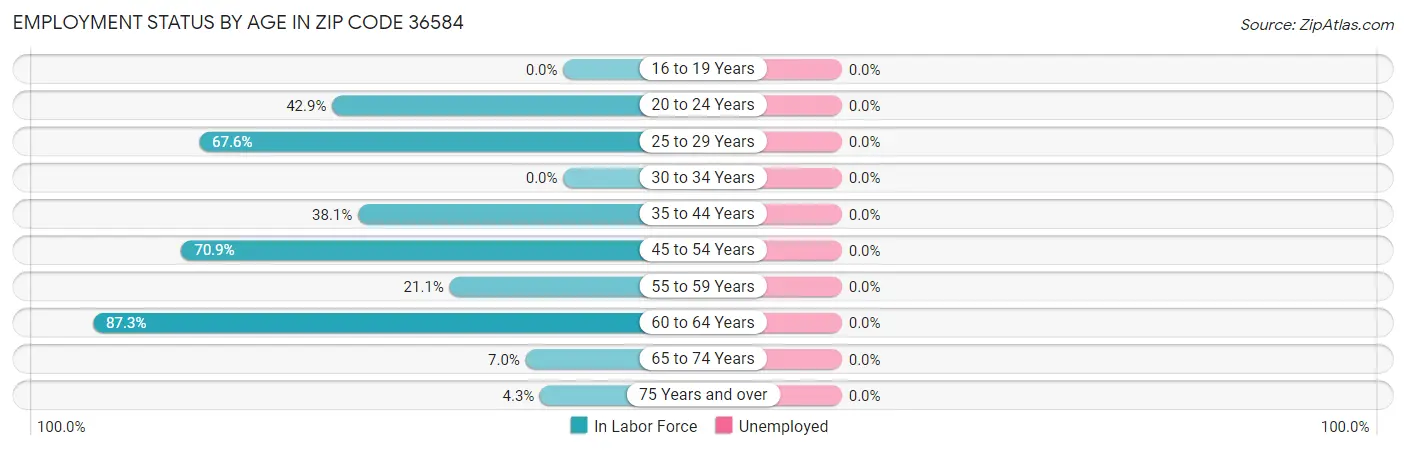Employment Status by Age in Zip Code 36584